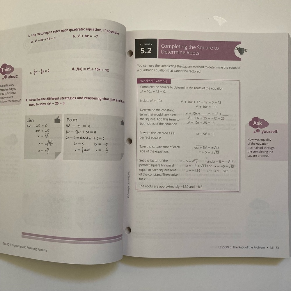 Carnegie Learning Integrated Math III Volume 1 Second Edition - Picture 2 of 4